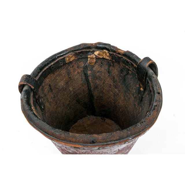 Mid 19th Century Antique English Leather Fire Bucket With British Royal Coat of Arms For Sale - Image 5 of 8