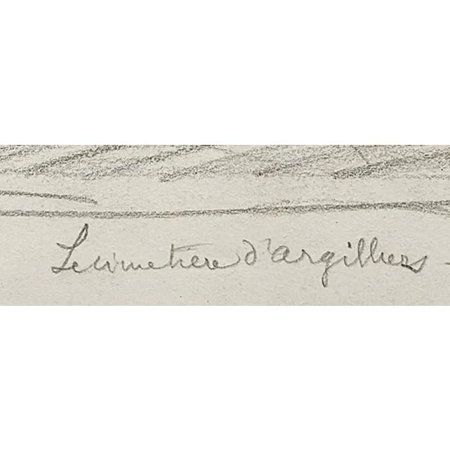 Early 20th Century Small Antique Charcoal Landscape Drawing of "Cemetiere D'Argilliers" With Mat. Signed by French Artist Maurice De Lambert. For Sale In Phoenix - Image 6 of 6