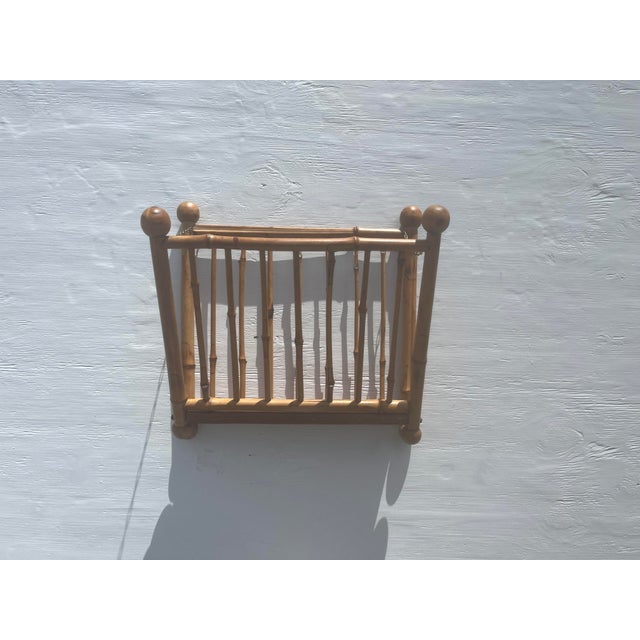 1950s Rattan Wall Shelf, Magazine Rack For Sale In Miami - Image 6 of 12