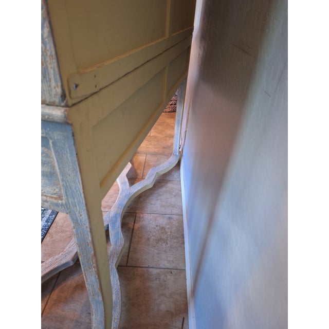 Vintage French Country Carved Pine Curio Cabinet & China Hutch For Sale - Image 4 of 10