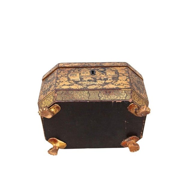 English Chinoiserie Tea Caddy With Dual Interior Canisters, 19th Century For Sale - Image 6 of 11