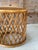 Tan Vintage Boho Organic Modern Drum Form Rattan Side Table With Woven Top For Sale - Image 8 of 11