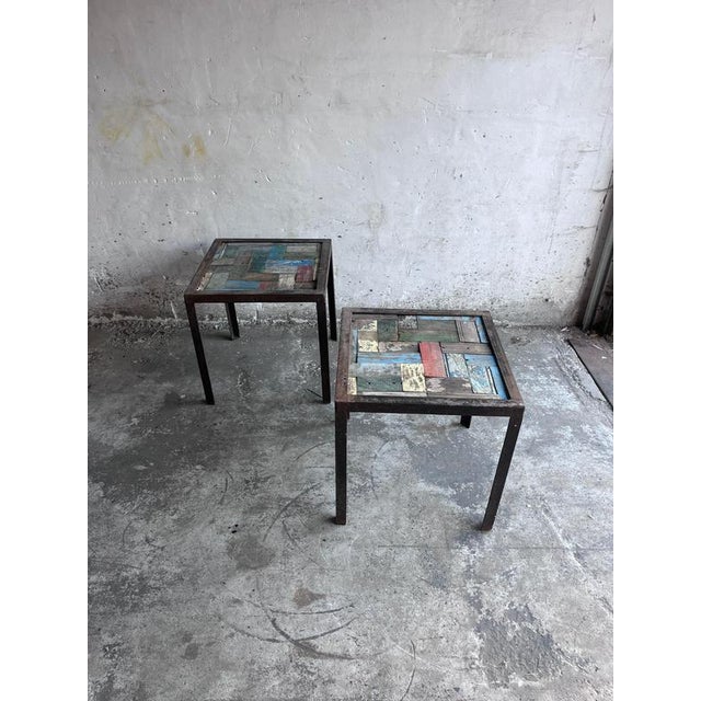 Reclaimed Wood and Iron Bedside Tables, Set of 2 For Sale - Image 10 of 10