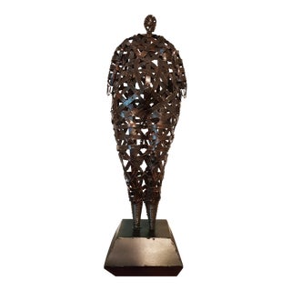 Brutalist Ballet Woman Dancing en Pointe MCM Tall Abstract Palecek Sculpture 23 Inches on TipToe For Sale