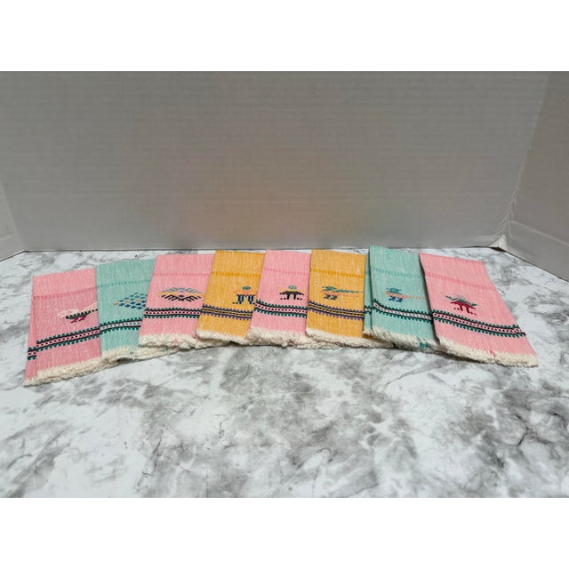 1980s Vintage Cotton Linen Hand Loomed Napkins - Set of Eight For Sale - Image 5 of 12