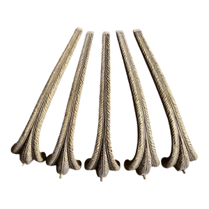Antique French Acanthus Leaf Design Ornate Carved Wood Chandelier Arms - Set of 5