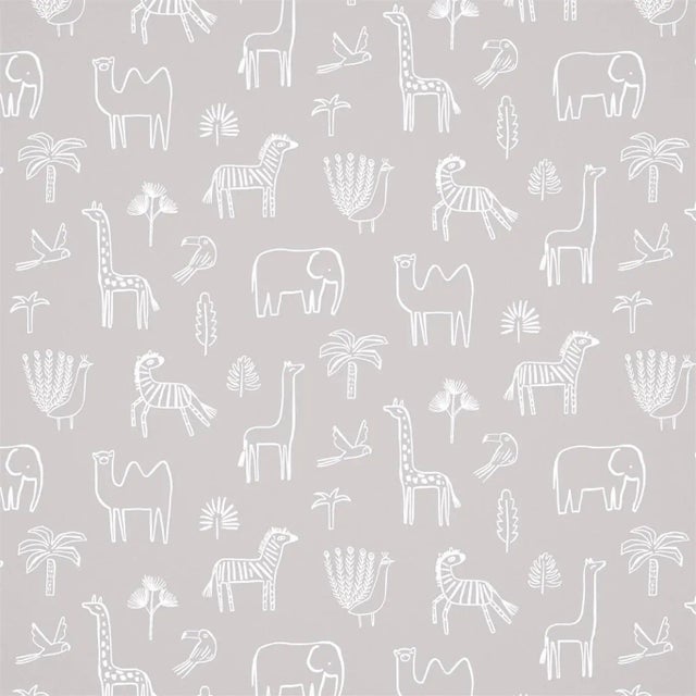Harlequin Funky Jungle Wallpaper in Stone For Sale