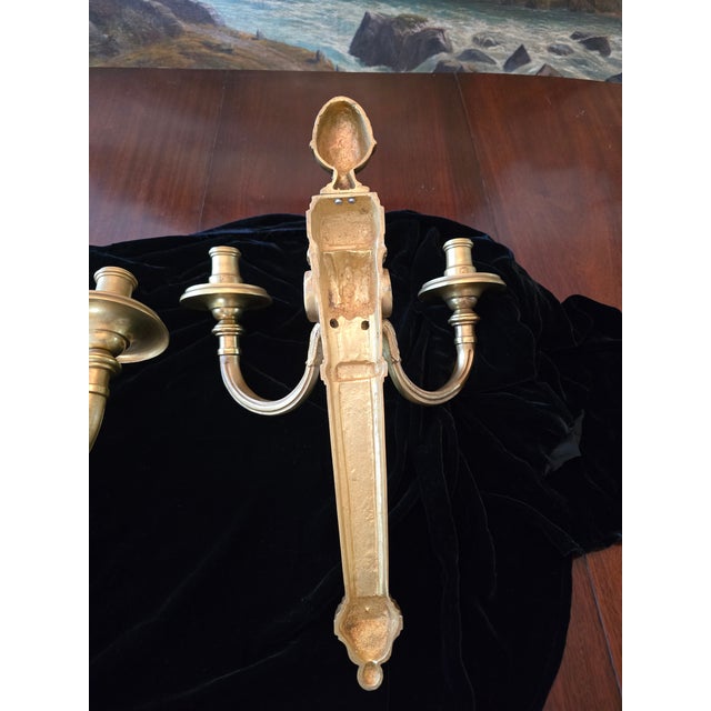 Mid 20th Century Bronze Gilded Ormolu Pair Sconces For Sale - Image 4 of 11