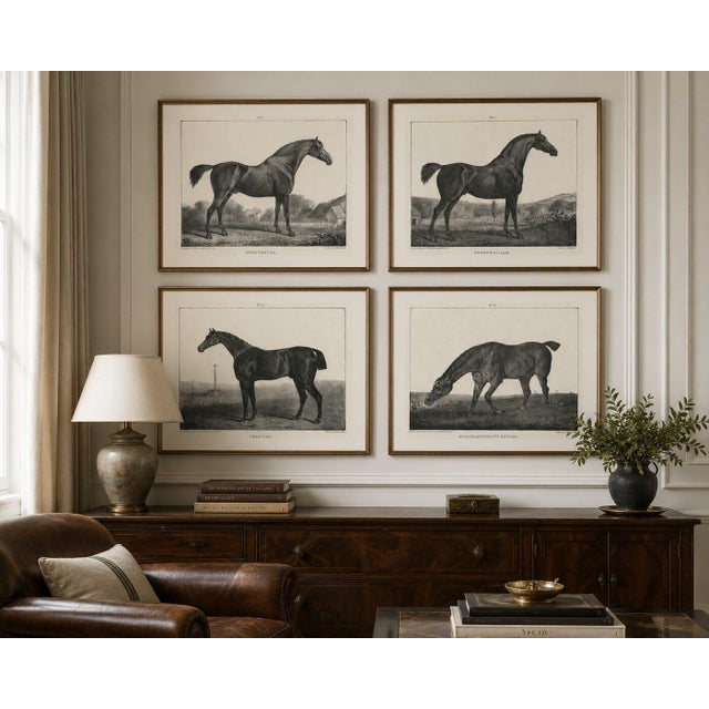 Set of four antique sporting horse lithographs – sweetbryer, sweetwilliam, pericles & micklethwait's hunter, hullmandel...