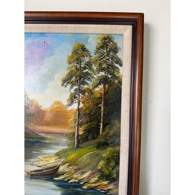 1995 Vintage River Landscape Oil on Masonite Painting, Signed & Framed For Sale In Miami - Image 6 of 12