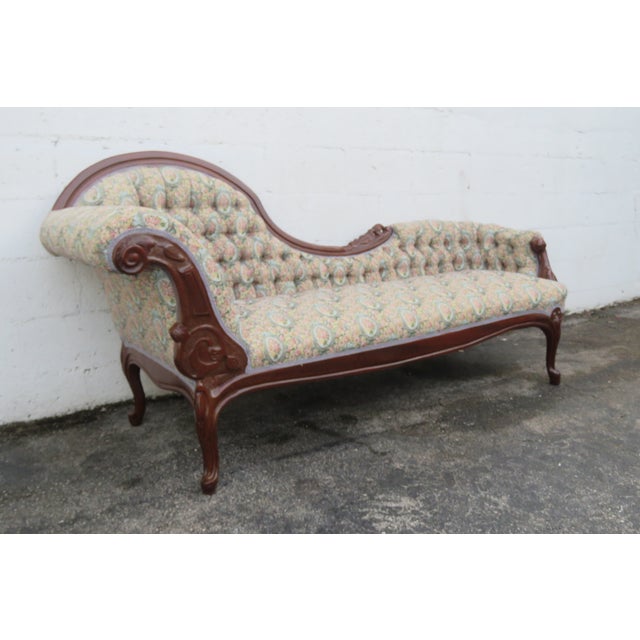 French Hand Carved Mahogany Chaise Lounge 6251 For Sale - Image 11 of 18