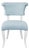 Matthew Izzo Home Eloise Light Blue Performance Linen and Matte White Lacquer Round Back Dining Chair For Sale