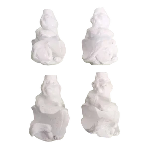 Carved Monkey Palm Beach Regency White Drapery Pole Wall Holder Brackets - Set of 4