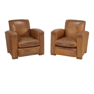 French Leather Club Chairs Restored Internally and Cosmetically Still Original