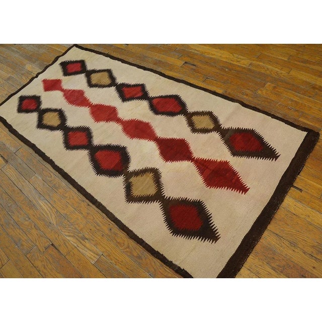 1930s White Geometric Antique American Navajo Rug 2' 10" X 6' 4" Flatweave Wool Carpet For Sale - Image 9 of 9