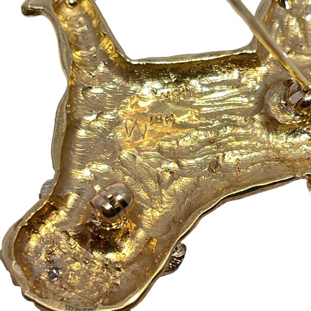 18k Yellow Gold Diamond Studded Pug Dog Brooch For Sale - Image 9 of 10