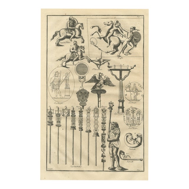 Montfaucon, Roman Military Standards, Eagle and War Horns, 1722, Engraving For Sale