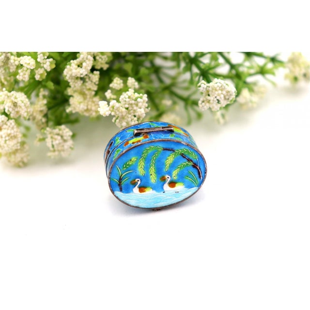 Enameled Silver Pill Box For Sale - Image 4 of 6