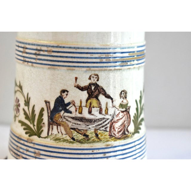 Metal Antique Early 19th-Century German Pewter-Mounted Faience Tankard For Sale - Image 7 of 11