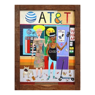 The Pavement #2 - Colorful Quirky Urban Figurative Mixed Media Original Artwork by Fabio Coruzzi For Sale