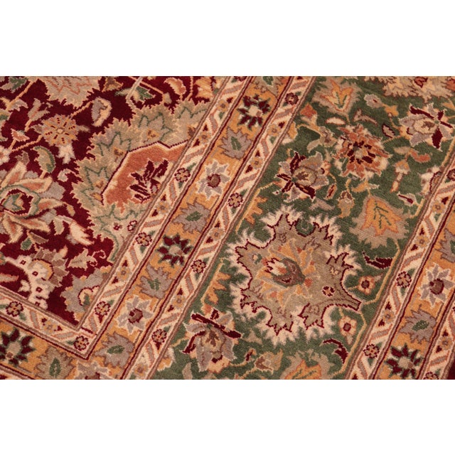 1990s Floral 1990's Pak-Persian Red/Green Wool Rug - 7'11'' X 10'5'' For Sale - Image 5 of 9
