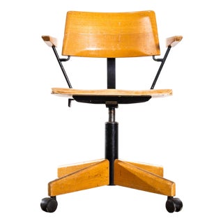 Angular Swivel Desk Chair with Metal Rod Arms from Giroflex, 1960s For Sale