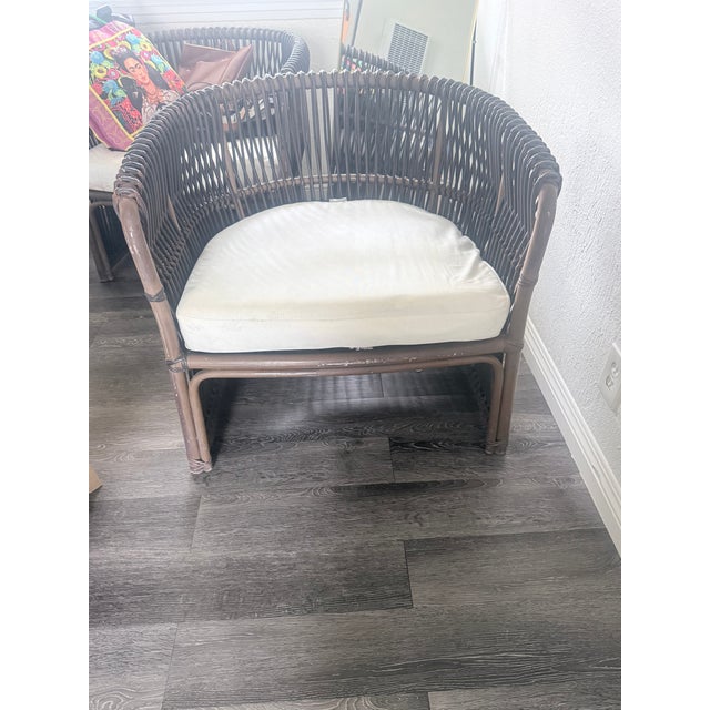 1990s Pair of David Francis Rattan Lounge Chairs 1990s For Sale - Image 5 of 5