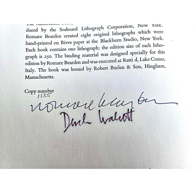1983 Signed Limited First Edition of the Poetry of Derek Walcott & the Art of Romare Bearten For Sale In Miami - Image 6 of 14