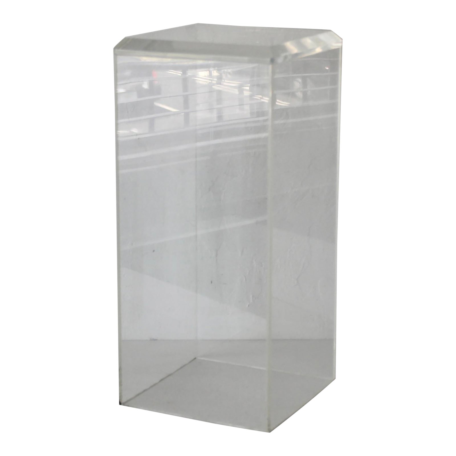 Modern Lucite Acrylic Pedestal Column Stand Beveled Edge Detail Vintage ...