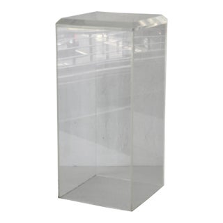 Modern Lucite Acrylic Pedestal Column Stand Beveled Edge Detail Vintage For Sale