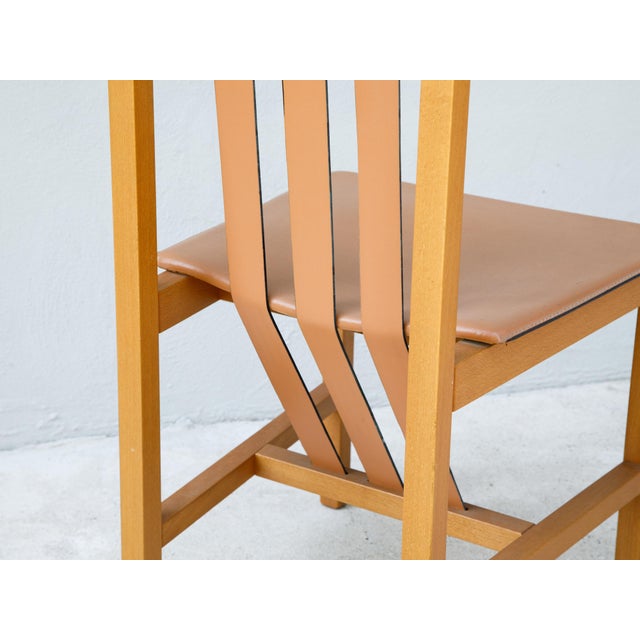 Wooden and Leather Chairs from Bross Company, Italy, 1980s, Set of 4 For Sale - Image 4 of 18
