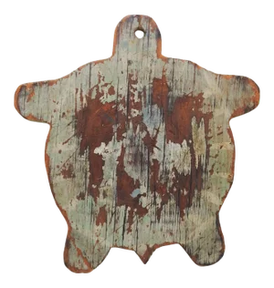 Vintage Folk Art Turtle Shape Wood Plaque