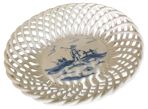 19th Century Dutch Biscuit in Blue Basket from Delft, 1899