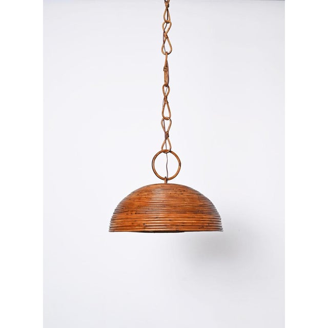 Mid-Century French Riviera Hanging Lamp in Bamboo and Rattan, 1960s For Sale - Image 14 of 18