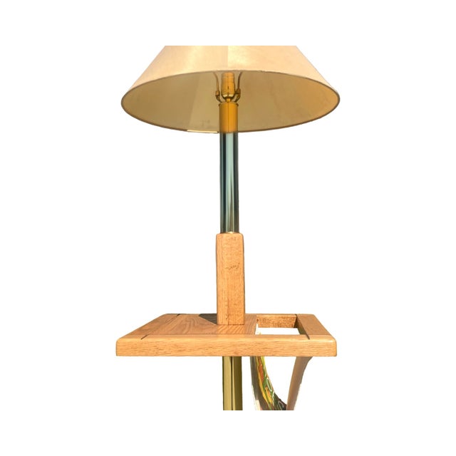 We have for your consideration a very gorgeous vintage solid oak floor lamp. Floor lamp consists of a built in table and...