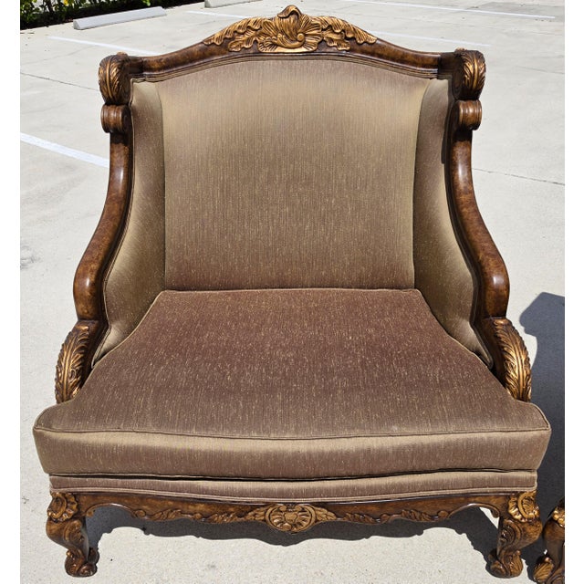 Marge Carson Style French Louis XV Ornate Caved Settees Loveseats Pair For Sale In Miami - Image 6 of 18
