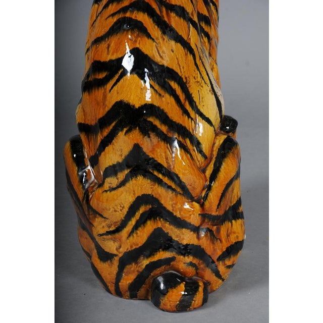 Large Italian Hollywood Regency Ceramic Tiger, 1970s For Sale - Image 16 of 18