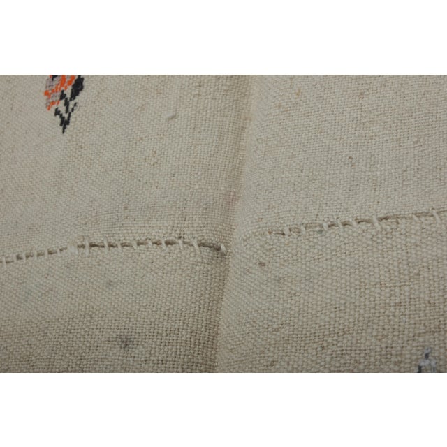 White Vintage Aubusson Floral Turkish Kilim Rug 5'8" X 8'11" For Sale - Image 8 of 11