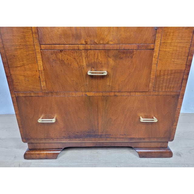 Mid-Century Art Deco Style Walnut Tall Boy, 1950s For Sale - Image 9 of 18