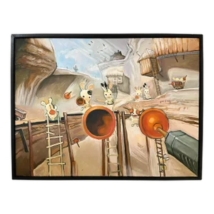 2008 Original Surrealist Oil Painting by Palmer Saylor III, Framed