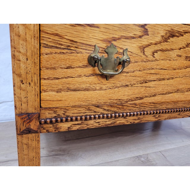Vintage Country Farmhouse Rustic Chest of Drawers in Oak Carved, 1980 For Sale - Image 12 of 17