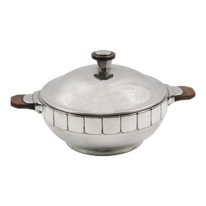 Pewter Tureen Covered Dish Centerpiece by h.j. Geneve, 1940s