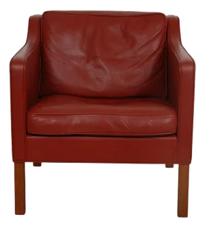 2321 Lounge Chair in Red Leather by Børge Mogensen, 1980s