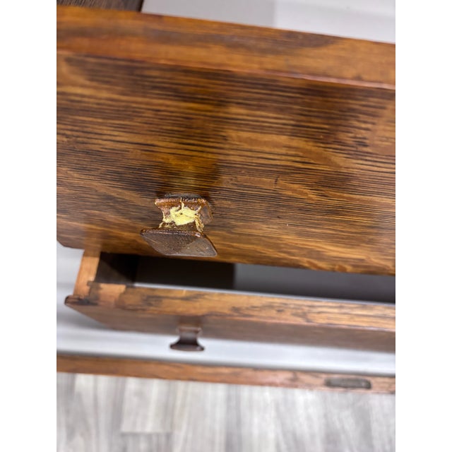 Antique American Mission Arts & Crafts Tiger Oak Sideboard Buffet Console For Sale - Image 9 of 13
