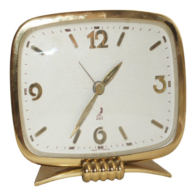 Mechanical Mid-Century Jaz Old French Vintage Wind-Up Alarm Clock For Sale