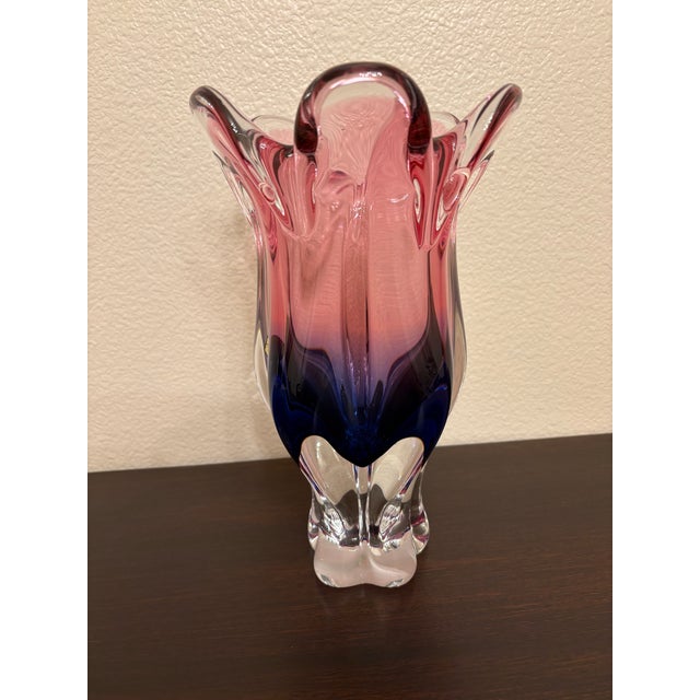 Murano Chrisbska Josef Hospodka Vintage Murano Style Hand Blown Glass Art Vase For Sale - Image 4 of 5