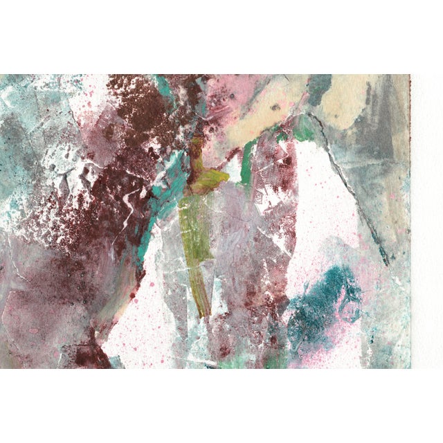 1990s Magenta and Teal Abstracted Figurative Textured Monoprint by David Stephens For Sale - Image 9 of 9