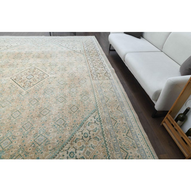 1970s 1970s Vintage Persian Handmade Wool Cotton Yellow Area Rug For Sale - Image 5 of 11