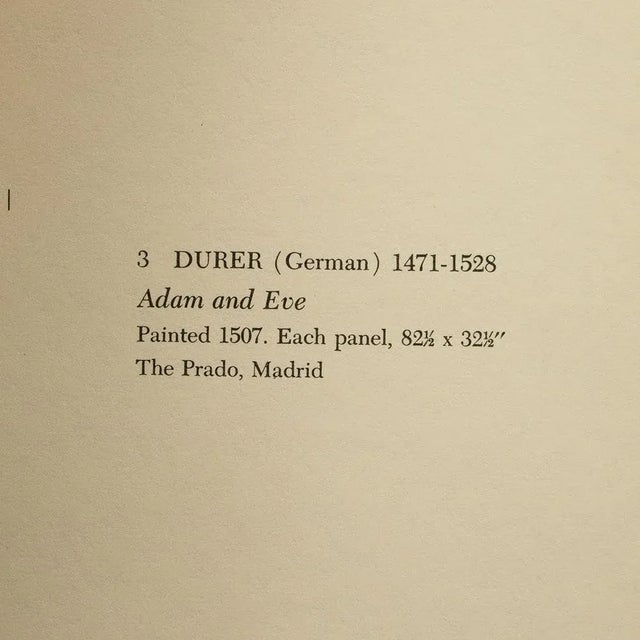 1950s 1955 After Durer "Adam and Eve ", Set of 2 First Edition Vintage Full-Color Prints For Sale - Image 5 of 8