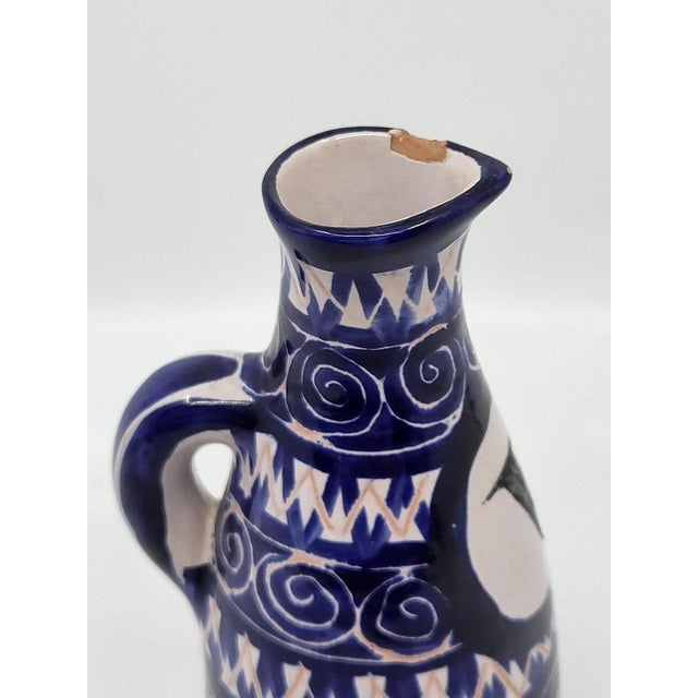 Cobalt Blue Ceramic Bottle by Robert Picault, France, 1950 For Sale - Image 6 of 10